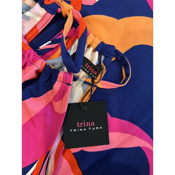 Trina Turk womens Milan Long Halter Maxi Dress size Small Scrolling Floral $198 - Picture 8 of 10